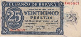 BILLETE DE ESPAÑA DE 25 PTAS DEL 21/11/1936 SERIE R CALIDAD  EBC (XF) (BANKNOTE) - 25 Pesetas