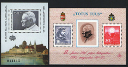 Hungary 1991. II. John Paul Pope Sheet + Special Sheet In "block-pair" MNH ! - Varietà & Curiosità