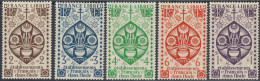 French India 1942 Definitive Stamps: Lotus Flower. Part Set Mi 219-222, 229 MNH - Unused Stamps