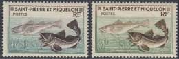 St. Pierre Et Miquelon 1957 Definitive Stamps: Fishing Industry, Atlantic Cod. Part Set Mi 381-382 MNH - Nuevos