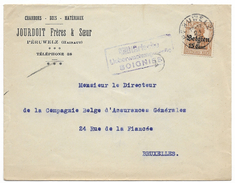 Lettre Avec Oblitération "PERUWELZ" Et Censure Allemande De Soignies - Deutsche Armee