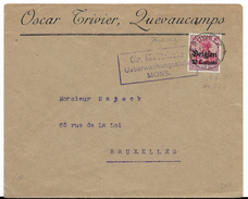 Lettre Avec Oblitération "PERUWELZ" Et Censure Allemande De Mons - Armée Allemande