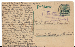 Carte Postale Avec Oblitération "PERUWELZ" Et Censure Allemande De Mons - Deutsche Armee