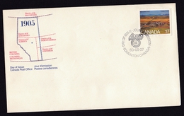 Canada: FDC First Day Cover, 1980, Alberta Anniversary, Map (traces Of Use) - Cartas & Documentos