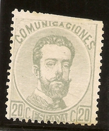 Edifil  123 (*)  20 Céntimos Gris  Amadeo I  1872    NL1047 - Unused Stamps