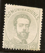 Edifil  123 (*)  20 Céntimos Gris  Amadeo I  1872    NL1047 - Nuevos