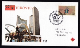 Canada: Commemorative Cover, 1984, 1 Stamp, Papal Visit To Toronto, Pope, Map, Building, Police, Horse (traces Of Use) - Storia Postale