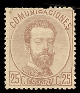 Edifil  124 (*)   25 Céntimos Castaño     Amadeo I    1872     NL1048 - Ongebruikt