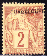 Guadeloupe 1891 2c Double Overprint. Scott 15a. MH. - Neufs