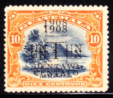 Guatemala 1908 1c On 10c Double Overprint. Scott 133. MH. - Guatemala