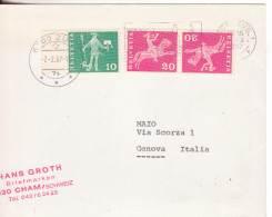 4-Svizzera-10c.+(20c.+20c.) Messaggeri E Città In Tete Beche-Storia Postale-v.1967 X Genova - Tete Beche