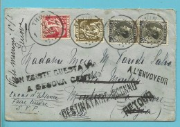 337+339+401 Op Brief Stempel THUIN Naar Italie, Stempels DESTINATAIRE INCONNU + A L'ENVOYEUR + RETOUR.... - 1934-1935 Leopoldo III