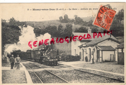 71 - MUSSY SOUS DUN - LA GARE  ARRIVEE DU TRAIN - 1913 - Autres & Non Classés