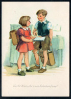 8568 - Alte Glückwunschkarte - Schulanfang - Kinder Mit Ranzen - Reichenbach - DDR 1955 - Children's School Start