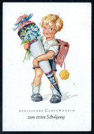 8579 - Alte Glückwunschkarte - Schulanfang - Junge Mit Zuckertüte - Franz Richter Weinböhla - Einschulung