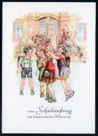 8592 - Alte Glückwunschkarte - Schulanfang - Kinder Im Schulhof - Neubert Chemnitz - Primero Día De Escuela