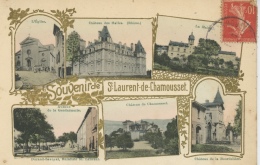 SAINT LAURENT DE CHAMOUSSET - Jolie Carte Gaufrée Avec Dorures Vues Multiples "Souvenir De SAINT LAURENT DE CHAMOUSSET " - Saint-Laurent-de-Chamousset