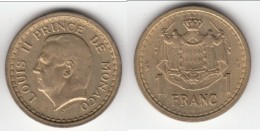 QUALITE **** MONACO - 1 FRANC 1945 (SANS DATE) - LOUIS II - BRONZE-ALUMINIUM **** EN ACHAT IMMEDIAT !!! - 1922-1949 Louis II