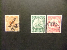 56 KAMERUN CAMERÚN / Colonia Allemande 1896 - 1900 / YVERT 1 FU + 20 A FU + 21  FU - Kameroen