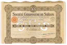 SOCIETE COTONNIERE DE SAIGON 1927 ACTION DE 250 FRANCS LIQUIDATION 1956 - Asia