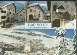 Bad Scuol 1250-2800 M. Engiadina - Wintersportplatz Und Heilbad - Foto Jon Feuerstein - Carte Pliée En Deux - Scuol