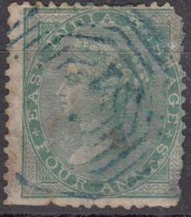 Four Annas Green Used 4as Elephant Watermark 1865 British India Used Renouf / Cooper, As Scan - 1858-79 Kronenkolonie