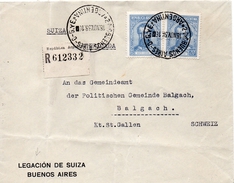 Argentine Lettre Recommandée Pour La Suisse 1938 - Brieven En Documenten