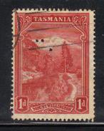 T1922 - TASMANIA 1 Penny Official :  Wmk TAS  Used . Punctured T - Gebraucht