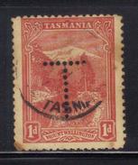 T1923 - TASMANIA 1 Penny Official :  Wmk  V Over Crown  Used . Punctured T - Usados