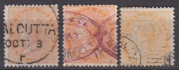 Three Shades, Two Annas, 2as, British India Used 1865 Elephant Watermark - 1858-79 Kolonie Van De Kroon