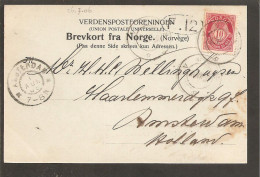 10 öre Posthorn. 3 Sid Skuret Vänster. F77B1. On Pc Flöistuen,Bergen 1906 - Lettres & Documents