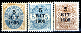 Antille-Danesi-F059 - 1905: Yvert & Tellier N. 24/26 (+) LH - Privo Di Difetti Occulti - - Dänische Antillen (Westindien)
