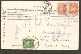 Posthorn  3 Colour Franking. 2 öre With 3 öre With 5 öre. Pc. Trondhjem 1906 - Covers & Documents