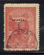 T1940 - TASMANIA 1 Penny Wmk V On Crown Sideways Used . Punctured T - Gebruikt