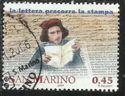 SAN MARINO 2005 STORIA DELLA POSTA LA LETTERA PRECORRE LA STAMPA € 0,45 USATO USED OBLITERE´ - Gebruikt