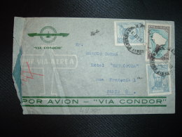 LETTRE PAR AVION VIA CONDOR Pour FRANCE Hotel METROPOLE PARIS TP 1p + 20c X2 OBL.10 AGO 38 BUENOS AIRES - Storia Postale