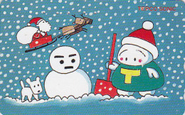 TC JAPON / 110-011 - PERE NOEL Traîneau & Bonhomme De Neige - CHRISTMAS SANTA CLAUS & SNOWMAN JAPAN Phonecard  - 415 - Noel