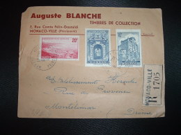 LR TP PORTE DU PALAIS 20F+TP VUE DE MONACO 20F+TP LA CATHEDRALE 10F OBL.6-4-1951 MONACO VILLE + AUGUSTE BLANCHE TIMBRES - Covers & Documents