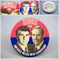 ° BADGE ELECTION AMERICAINE DUKAKIS BENTSEN 1988 @ Amérique Président Politique Etats-unis - Autres & Non Classés