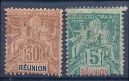 REUNION - 2 TIMBRES NEUF* AVEC ROUSSEUR COTE 34 EUR - Nuovi