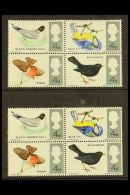 1966 BRITISH BIRDS Se Tenant Block Of 4, SG 696/99, Showing A "BLUE COLOUR SHIFT" Affecting The Upper Stamps Of... - Autres & Non Classés