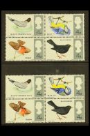 1966 BRITISH BIRDS Se Tenant Block Of 4, SG 696/99, Showing A "BLUE COLOUR SHIFT" Affecting The Upper Stamps Of... - Otros & Sin Clasificación