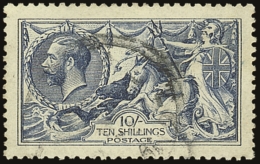 1915 10s Blue De La Rue Seahorse, SG 412, Lightly Used With Perfect Centering. A Pretty Example Of This Difficult... - Sin Clasificación