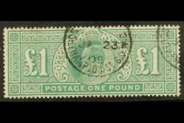 1902-10 £1 Dull Blue-green De La Rue, SG 266, Used With Fully- Dated Cds, Minor Faults At Top Left,... - Sin Clasificación