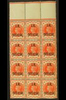 OFFICIALS INLAND REVENUE 1888 ½d Vermilion, SG O13, An Attractive Mint BLOCK OF TWELVE (3 X 4) With Gutter... - Autres & Non Classés