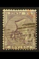 1855-57 6d Lilac With WATERMARK INVERTED Variety, SG Spec J70f, Fine Used With Light Black Numeral And Small Part... - Other & Unclassified