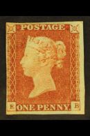 1841 1d Penny Red, Plate 58, SG 8, Check Letters "E - B", 4 Margins With Tiny Hinge Thin For More Images, Please... - Other & Unclassified