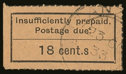 POSTAGE DUE 1926-30 18c Black / Salmon With "CENT.S" FOR "CENTS" Variety, SG D9a, Very Fine Used. For More Images,... - Zanzibar (...-1963)