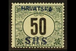 ISSUES FOR CROATIA POSTAGE DUE 1918 (Nov-Dec) 50f Deep Green And Black Of Hungary Overprinted "HVRATSKA / SHS",... - Sonstige & Ohne Zuordnung