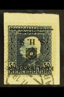 ISSUE FOR BOSNIA & HERZEGOVINA 1919 50h Prussian Blue With "Kraljevstvo SHS" INVERTED OVERPRINT Variety (SG 37... - Sonstige & Ohne Zuordnung